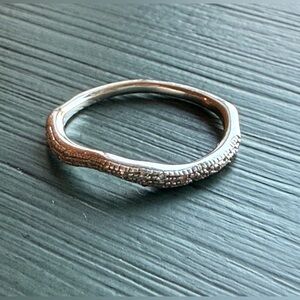 Monica Vinader Riva Diamond Wave Stacking Ring Sterling Silver Size 6